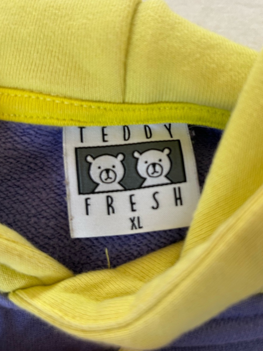 Teddy Fresh | Unisex XL Drawstring Hoodie Colorblock Colorful Pastels Purple - Picture 6 of 11